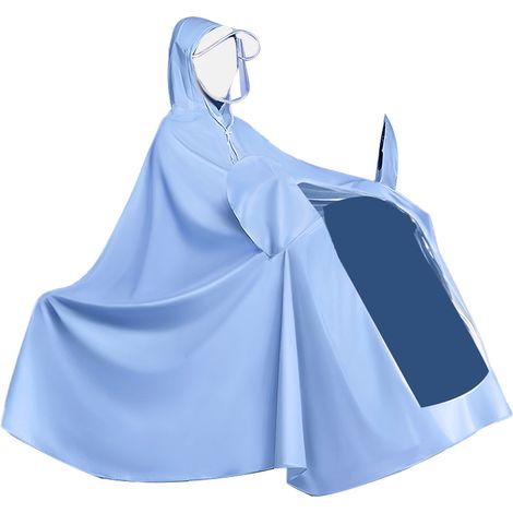 Wasserdichter Poncho für E-Bikes mit Akku, langer, wiederverwendbarer Poncho mit 4 Spiegeln, blau (1/5)