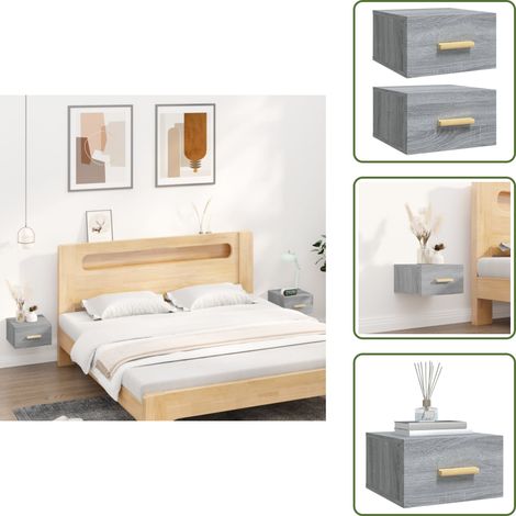 Mesita de noche flotante - vidaXL Mesitas de noche de pared 2 uds color gris Sonoma 35x35x20 cm - Mesita de noche gris Sonoma