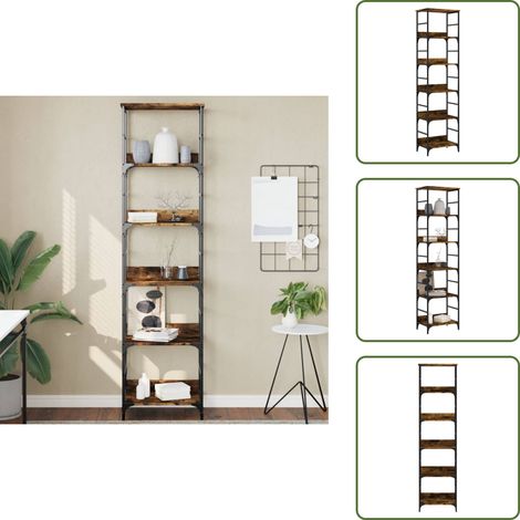 The Living Store Bücherregal Räuchereiche 50x33x188,5 cm Holzwerkstoff - Buche Regal - Industrielles Regal - Regal Für Küche - Regal Für Wohnzimmer - Bücherständer (1/5)