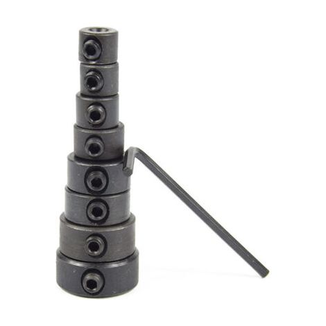 Colliers Limitation Forage, Foret Butée Profondeur,8 Pieces Positionneur Anneau Profondeur, Réglable Butée Foret Butées Profondeur Forage Colliers D'Arrêt de Profondeur avec Clé Hexagonale 3-16 (1/5)