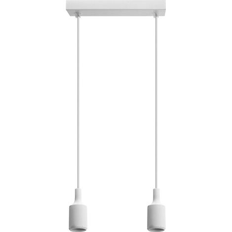 Suspension décorative double sans lampes blanc E27 - ASLO