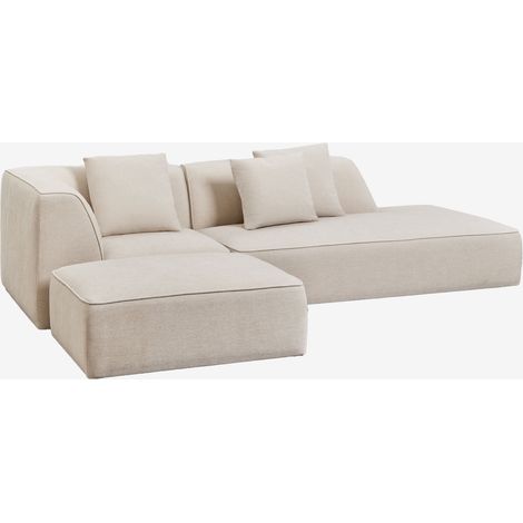 Divano angolare componibile Cardea 2 pezzi con chaise longue destra e pouf imbottito SKLUM            