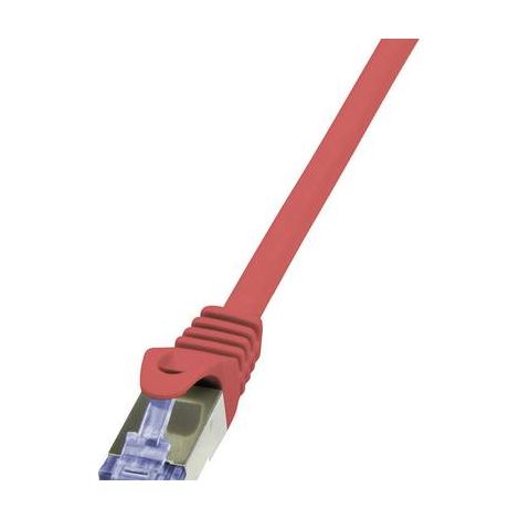 Câble réseau RJ45 CAT 6A S / FTP LogiLink - 2 connecteurs RJ45 - 0,25 m - Rouge - CQ3014S (1/2)