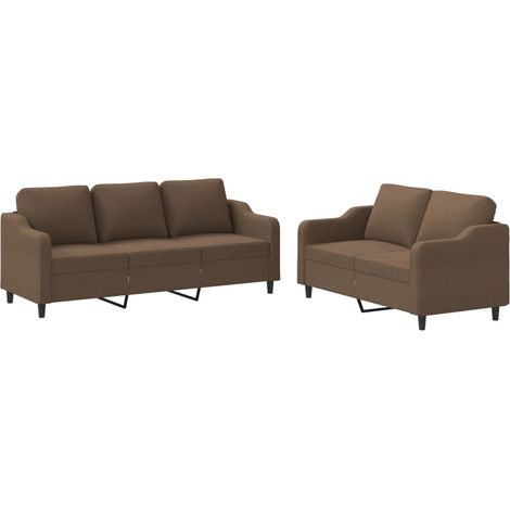 Maison Exclusive - Set di Divani 2 pz con Cuscini Marrone in Tessuto (1/5)
