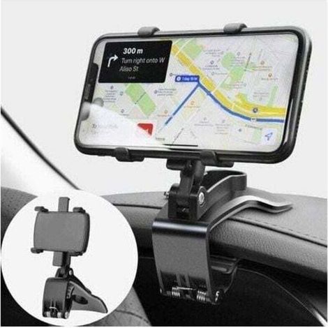 Support de téléphone de voiture rotatif à 360° - tableau de bord/pare-soleil/rétroviseur - compatible avec les téléphones de 4 à 7 pouces (1/5)