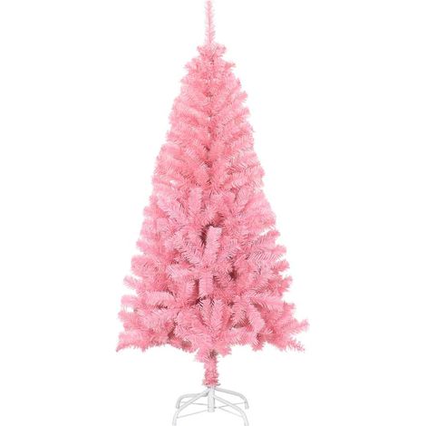 Sapin de Noël Arbre de Noël artificiel avec support rose 150 cm PVC (1/5)