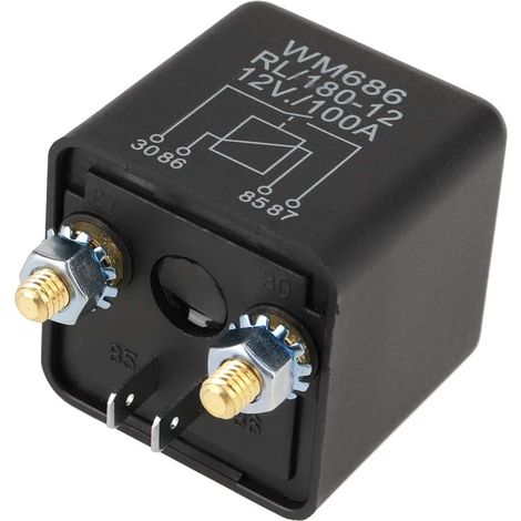 Relais Voiture 4 Broches DC 12V 100A Relais Démarreur Robuste Ouvert Normalement pour Contrôle Batterie