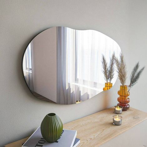 Dmora - Specchio Apache, Specchiera, Articolo d'arredo a muro, Decorazione con specchio, 52x2h89 cm, Nero (1/5)