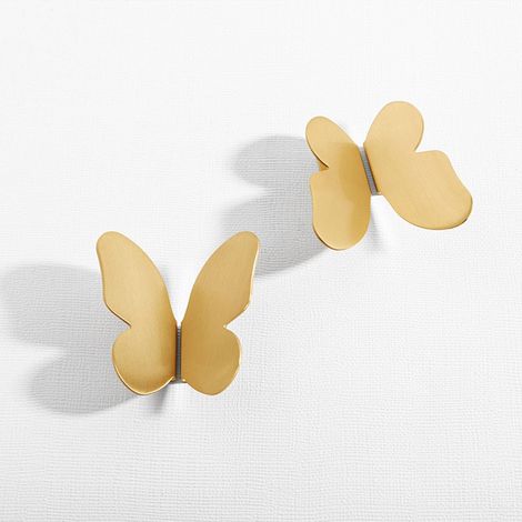 2 paires de poignées d'armoire papillon, poignées papillon dorées à un trou, poignées de tiroir d'armoire de style Art déco