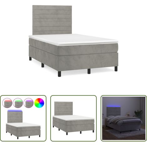 Sommier tapissier - Sommier à lattes de lit avec matelas LED gris clair 120x190 cm (1/5)
