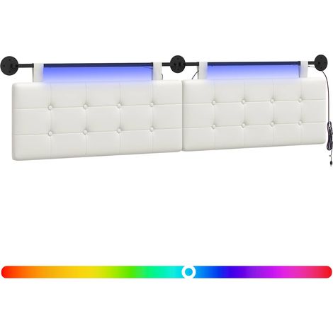 Maison Exclusive - Tête de lit suspendue Avec lumière LED Blanc Simili cuir (1/5)