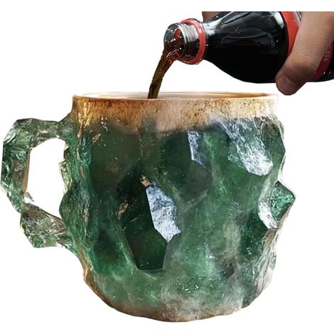 Eleganter Mineralkristallbecher, 300 g, dekorativer Becher mit Henkel (1/5)