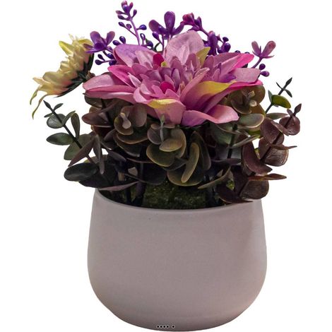 Pot de Dahlias fleurs artificielles pour le Funérarium H 17 cm D 14 cm Lavande - couleur: Lavande