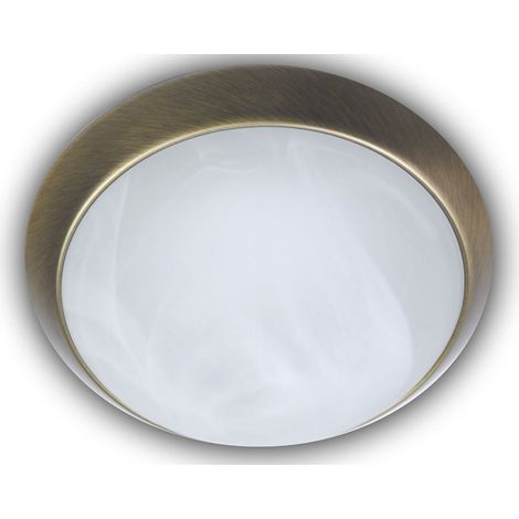 LED Deckenleuchte rund, Glas Alabaster, Dekorring Altmessing, Ø 35cm (1/4)