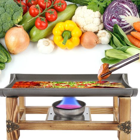 Plaque de cuisson antiadhésive pour barbecue et pique-nique avec réchaud portable (S 30 cm) (1/5)