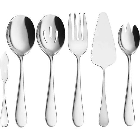 Ustensiles de service, service de buffet, ensemble de table 6 pièces en acier inoxydable (1/5)