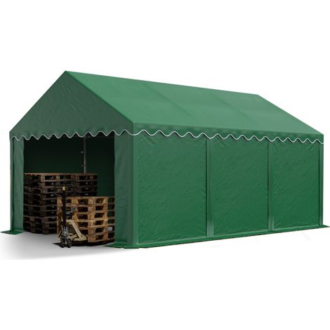 TOOLPORT 4x6 Storage Tent / Shelter w. Groundbar, marquee PVC approx. 550g/m² dark green
