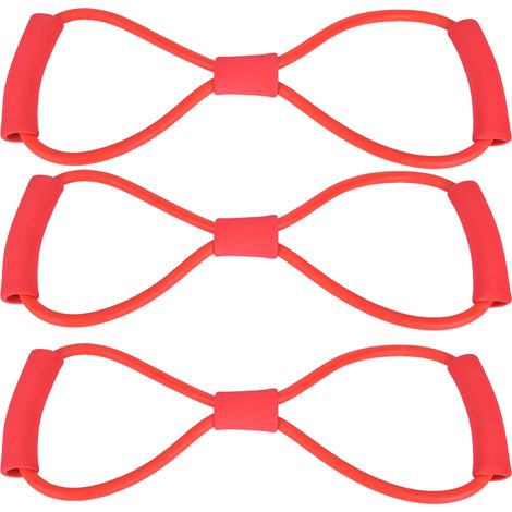 3 Pièces Poitrine Expander en Forme de 8 avec Corde à Tirer, Équipement de Fitness Yoga pour Étirement et Modelage Corporel Rouge (1/5)