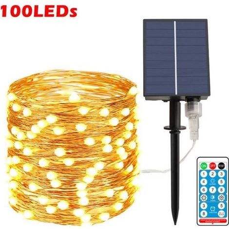 Solar Garland 100 LED, 12M Crystal - Warm White Outdoor Lighting for Garden and Terrace