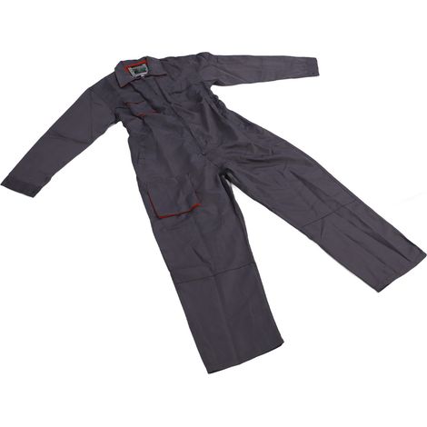 Combinaison de travail de sécurité marron foncé, taille L, manches longues, fermeture éclair sur le devant, poches multiples, manches longues, coupe ample, anti-poussière et anti-salissures, à poches (1/5)