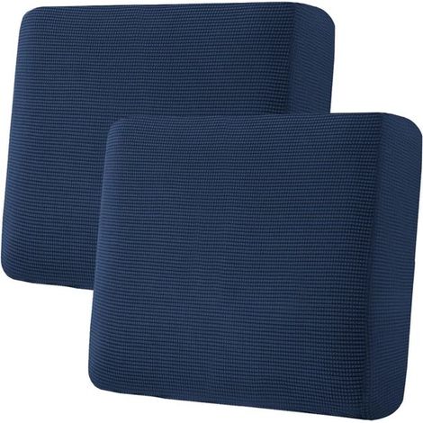 Fodera altamente elastica per cuscino di seduta sfoderabile (twill jacquard spesso, blu di Prussia) set da 2 pezzi (50 cm x 45 cm) (1/5)