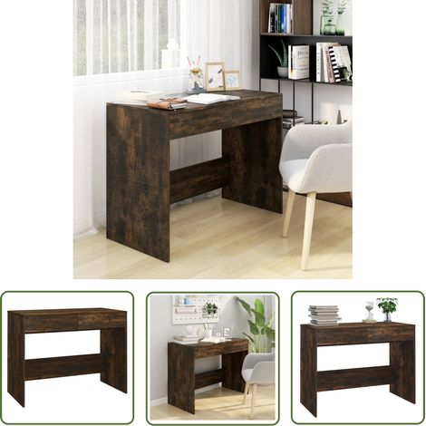 The Living Store Bureau Chêne fumé 101x50x76,5 cm Aggloméré - Bureau En Bois Massif - Bureau Design - Bureau Informatique - Meuble De Bureau - Bureau Moderne (1/5)