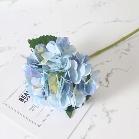 Hortensia en soie, plante résistante, feuilles vertes, centre de table pour mariage et autres événementsbleu (1/5)