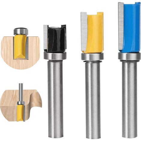 3 pièces Fraise a Copier, Fraise Affleureuse 8mm, Fraise Defonceuse Droite, Routeur de Fraise à Bois, Copie Routeur, Outils de Fraisage de Menuiserie pour Travail du Bois Parage Carving et Rainurage (1/5)