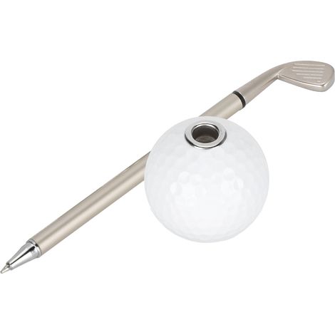 Support de stylo design inspiré d'une balle de golf, idéal pour bureau et décoration intérieure, couleur blanc. (1/5)