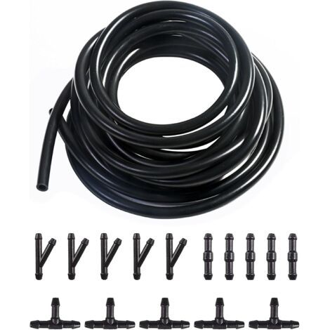 Tuyau lave-glace de 3 mètres (10 pieds), kit de tuyau lave-glace avec 15 raccords, compatible avec les systèmes lave-glace de la plupart des véhicules. (1/4)