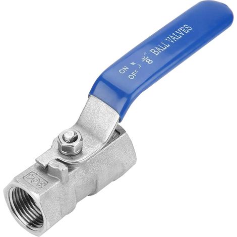 1 Robinet à Boisseau Sphérique, 3/8 Pouces, Acier Inoxydable 304, Poignée Bleue, Pour Eau Et Huile (1/5)