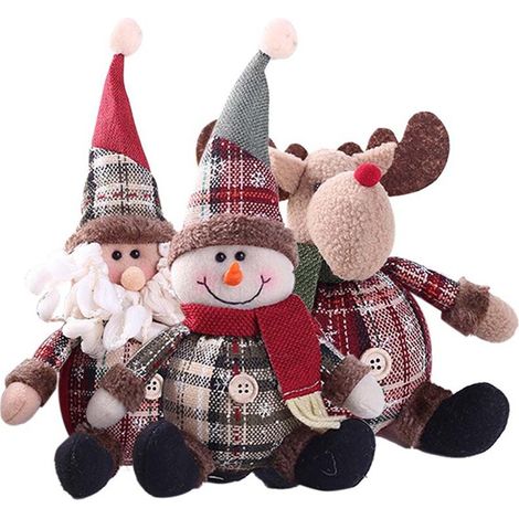 Poupée de Noël mignonne et tendance en forme de Père Noël, bonhomme de neige et cerf, décoration à suspendre au sapin de Noël (1/5)