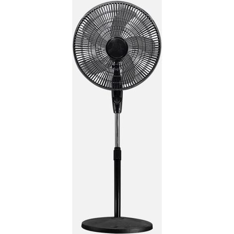 ABRILA - Ventilador de Pie Escudero 50W  3 Velocidades y 5 Aspas  Fijo y Rotatorio  Orientable  Diseño Elegante  Regulable en Altura  100/115x40x40 cm  Negro