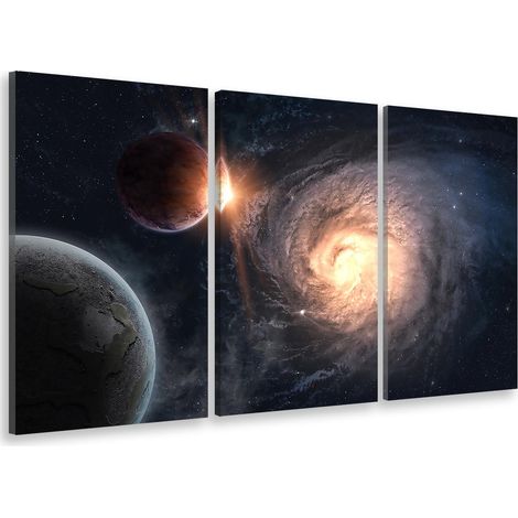 Tableau triptyque Tableau photo planète dans la galaxie - 90x60 cm (1/5)