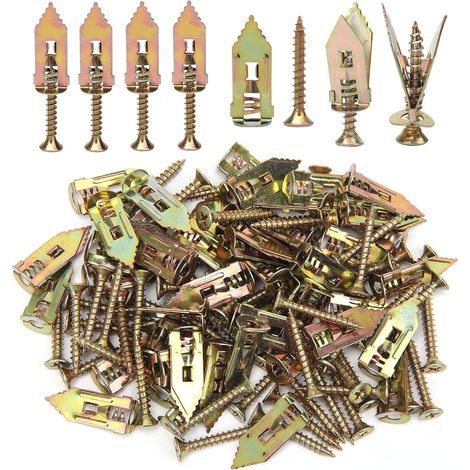 100 selbstbohrende Dübel mit Schrauben, 50 selbstbohrende Metalldübel und ein 50-teiliges Schraubenset zur Befestigung ohne Bohren von Löchern in die Wand.