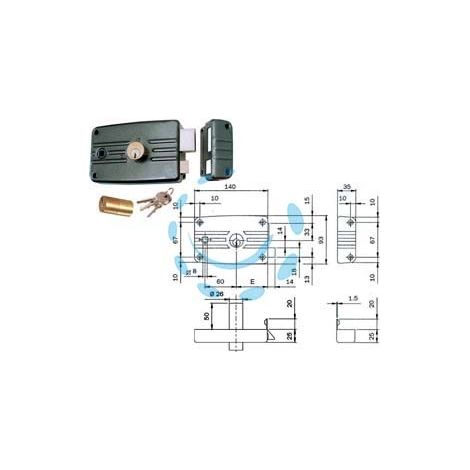 SERRATURA APPLICARE PORTE FERRO QUADRO CIL.FISSO C/ALETTA 481/482 - mm.60 DX (481603)