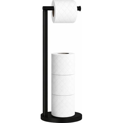 Youyijia Freestanding Toilet Roll Holder Stand for Bathroom, Stainless Steel Toilet Paper Storage Dispenser with Brushed Finish, Modern and Practical Spare Roll Organizer (Black) (1/5)
