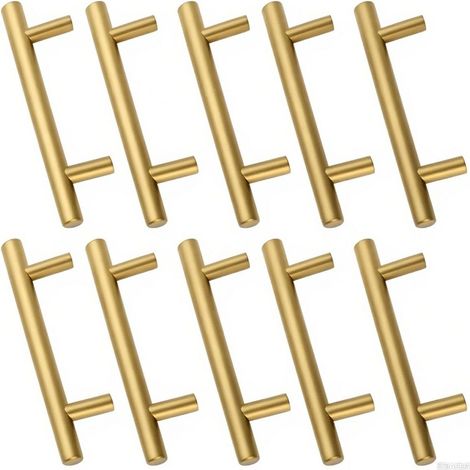 Poignée de meuble dorée 10pcs – Entraxe 96mm – Acier inoxydable résistant à la corrosion – Installation stable et design ergonomique – Fuienko (1/5)