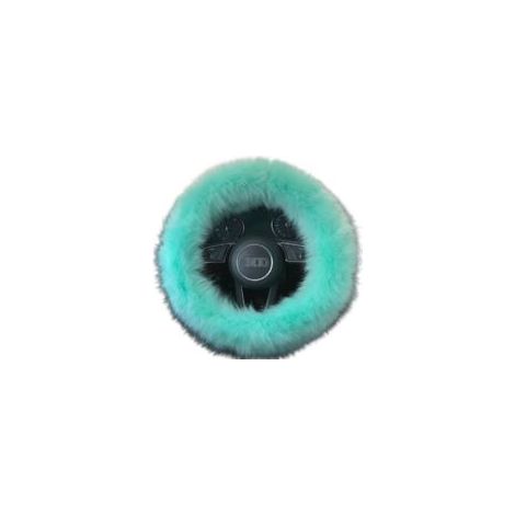 Housse de volant en fausse fourrure en peluche pour voiture camion SUV polaire moelleuse frein à main couverture de volant de voiture chaude vert (1/4)