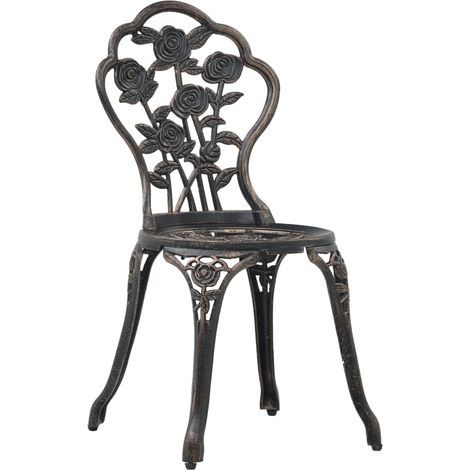 Lot de 2 Chaise de jardin,Chaises de bistro Bronze Aluminium coulé CFW3987639 (1/5)