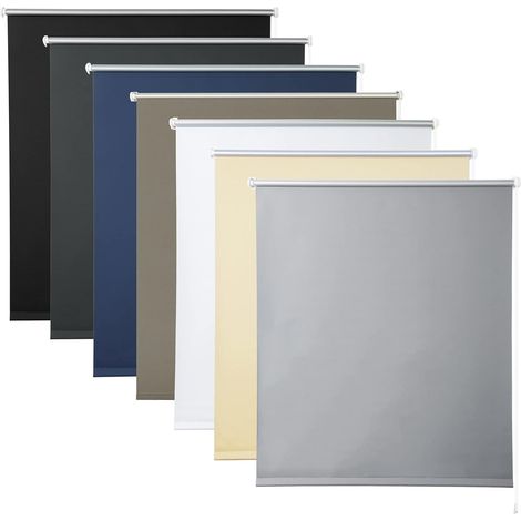 WOLTU Estor Enrollable Opaco Térmico Puerta Ventana Aislante Sin Agujeros Gris 85x120 cm