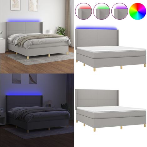 Boxspringbett mit Matratze & LED Hellgrau 160x200 cm Stoff - Boxspringbett - Doppelbett - Schlafsofa - Bettauflage - Lattenrost - Home & Living (1/5)