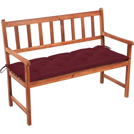vidaXL Banco de jardín con cojín madera maciza de acacia 120 cm (1/4)