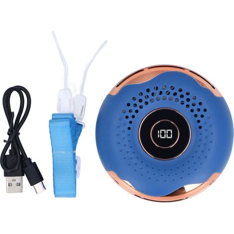 Ortviai Ventilateur portable sans pale en forme de donut pour cou – Écran LED, rechargeable, bleu, 100 x 100 x 45 mm (1/5)