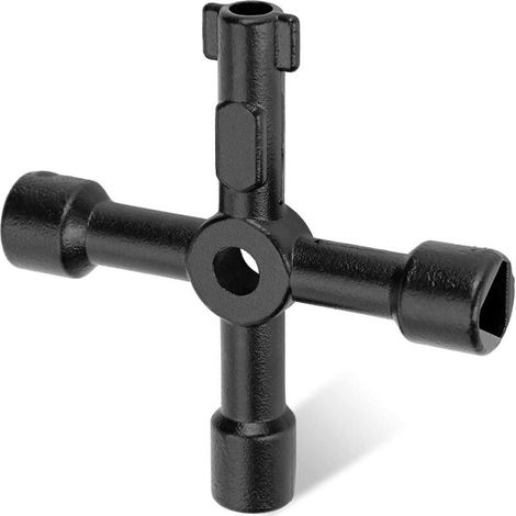 Clé 4 Voies, Clé Utilitaire Multifonction, Clé Échappement Radiateur, Clé Utilitaire Pour Compteur Gaz Coffret Électrique, Armoire Électrique, Nettoyage Radiateur (Noir) (1/4)