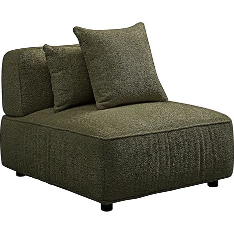Poltrona in tessuto bouclette verde kaki - LELACO (1/3)