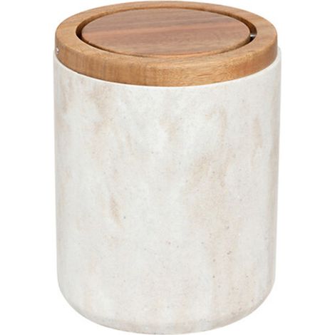 5Five Simply Smart – Poubelle de salle de bain 1,5L – Couvercle à bascule – Polyrésine beige – Dimensions D. 11,9 x H. 15,8 cm