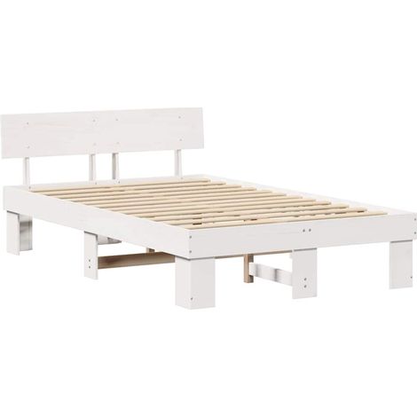 Lit double,Lit adulte,Cadre de lit Blanc 120 x 190 cm Bois massif en pin CFW7911515 (1/5)