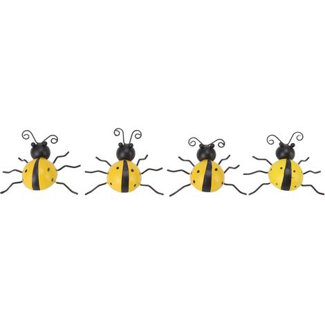 Lot de 4 décorations murales coccinelles, figurines d'insectes en fer forgé pour la décoration intérieure (1/5)