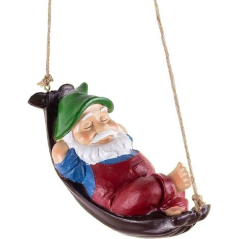 Pendentif nain sur une balançoire de cour -Nains aux longues jambes -rouge, jolie figurine réaliste en résine (1/5)